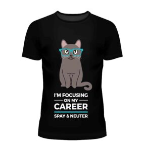 black t-shirt of cat with glasses